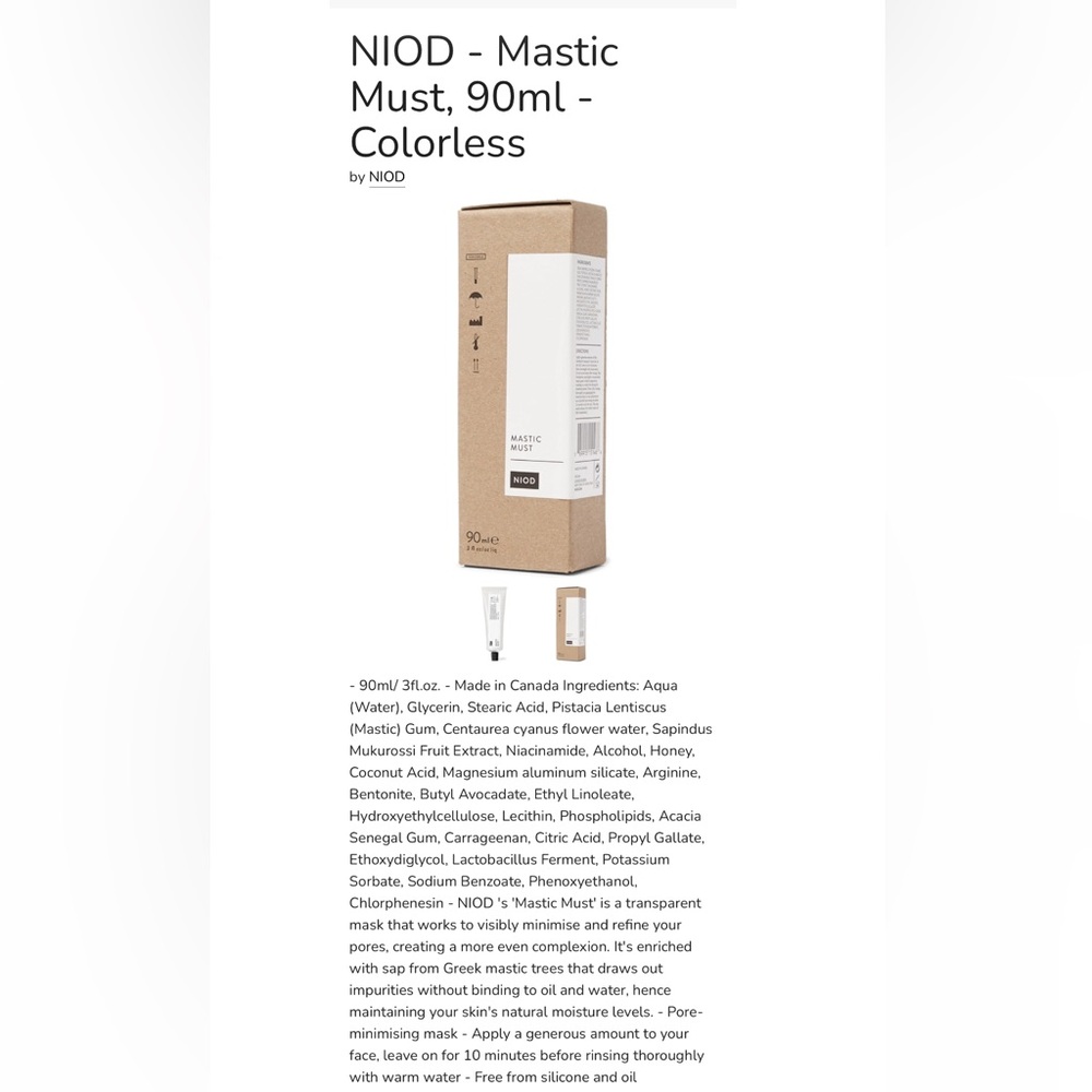 NIOD Mastic Must - 10 Minute Face Masque. New in sealed box. 90ml - Picture 10 of 12
